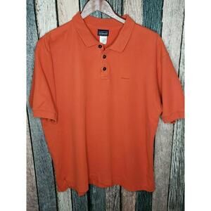 PATAGONIA SHORT SLEEVE ORANGE ORGANIC COTTON POLO SHIRT MENS LARGE